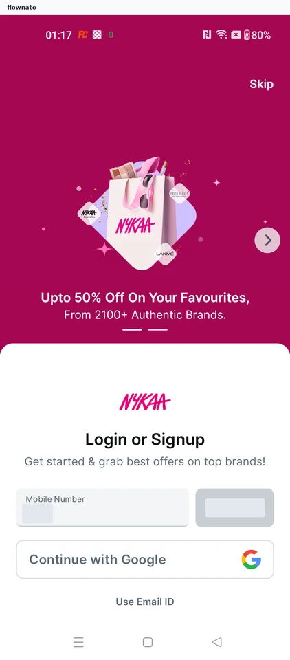 Nykaa: Choose how to sign in