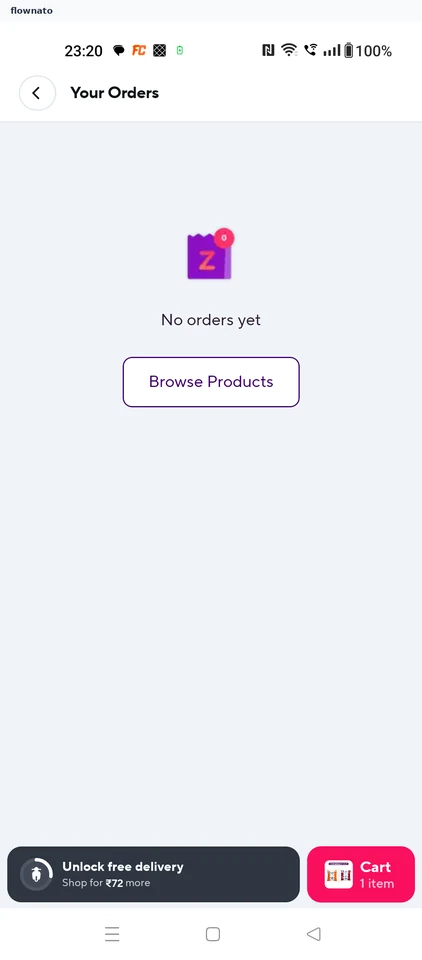 Zepto: No orders yet