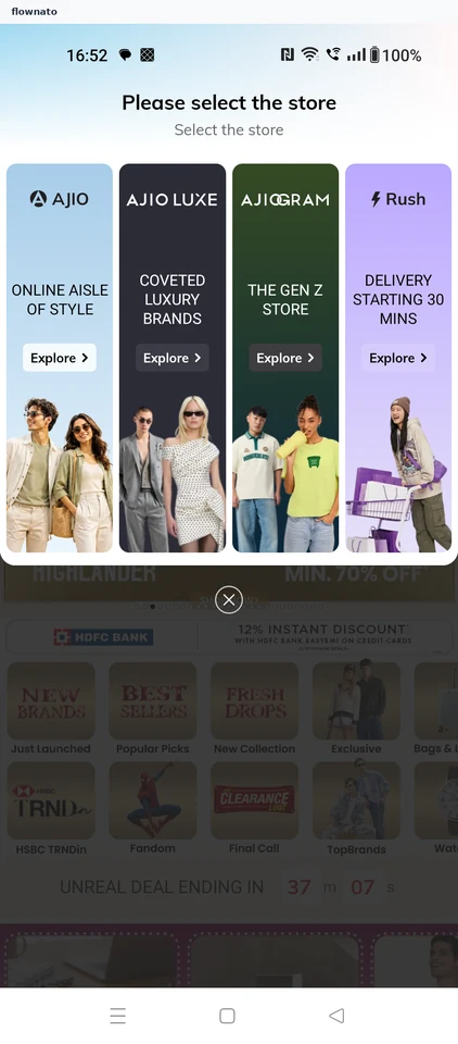 AJIO: Store selection
