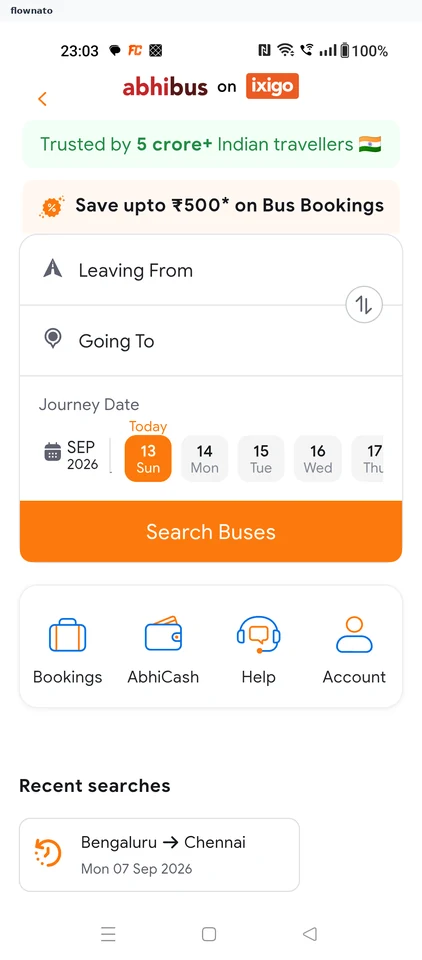 ixigo: Open route search
