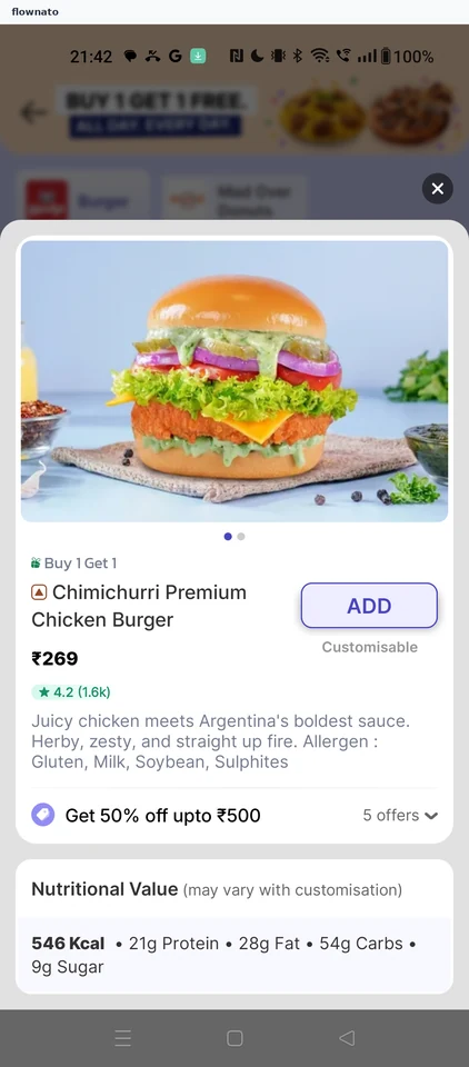 EatSure: Dish details