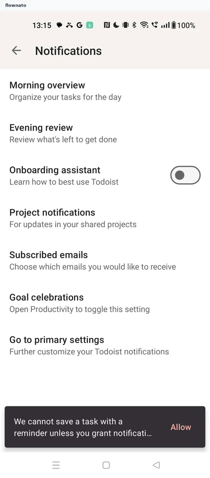 Todoist: Permission needed