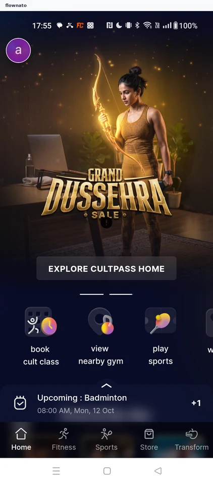 cult.fit: Home with upcoming booking