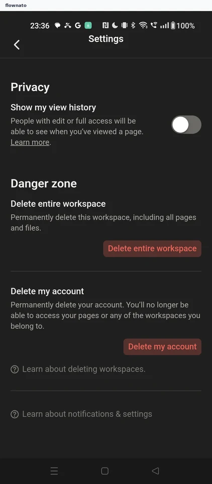 Notion: View history hidden