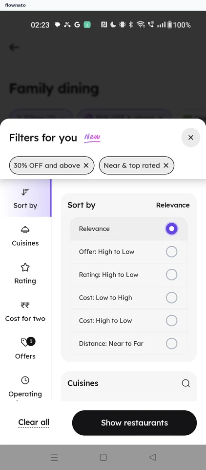 Zomato: Filters and sort