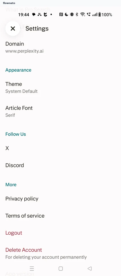 Perplexity: Settings