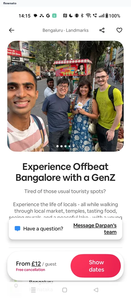 Airbnb: Experience page