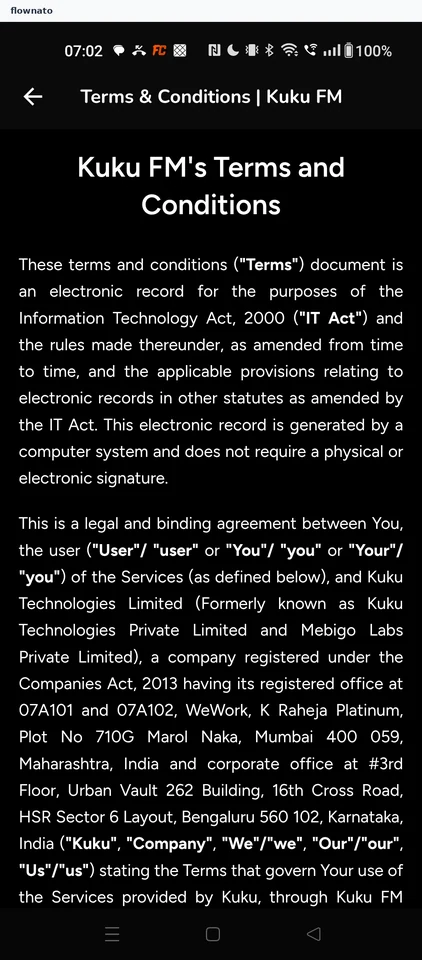 Kuku FM: Terms and conditions