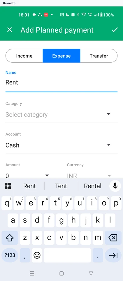 Wallet: Add planned payment form