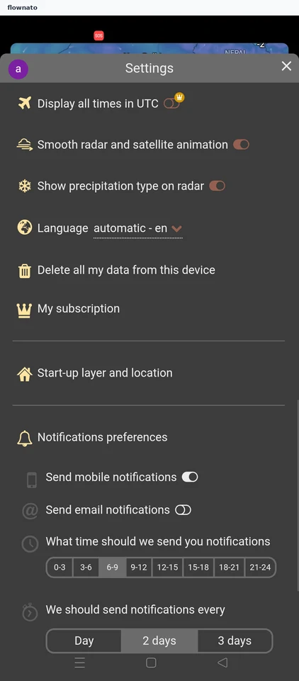 Windy: Settings