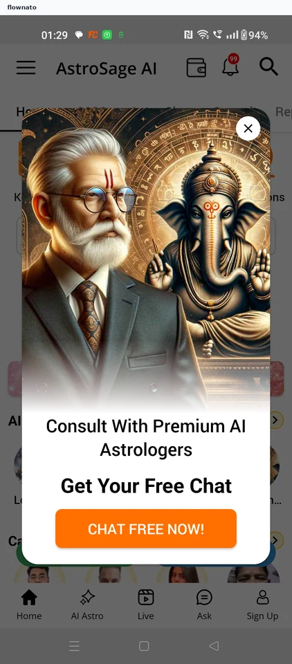 AstroSage Kundli: Free chat promotion