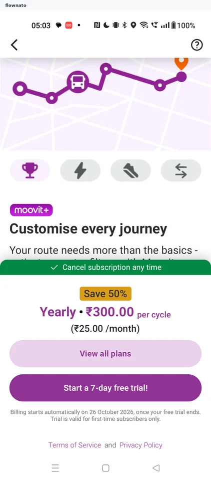 Moovit: Moovit+ subscription paywall
