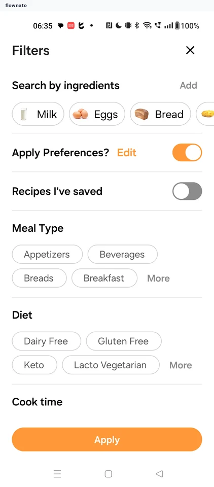 Samsung Food: Recipe filters