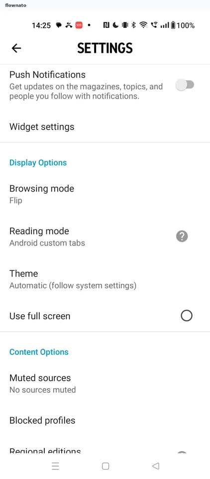Flipboard: Settings