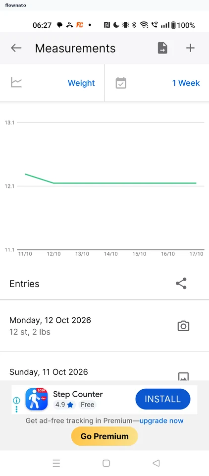 MyFitnessPal: Open the period selector