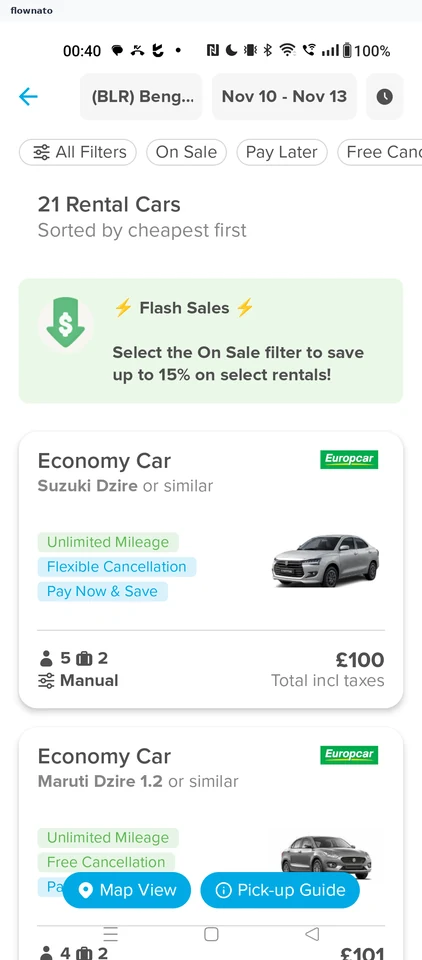 Hopper: Rental car results
