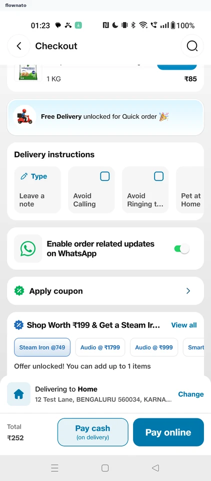 JioMart: Delivery instructions
