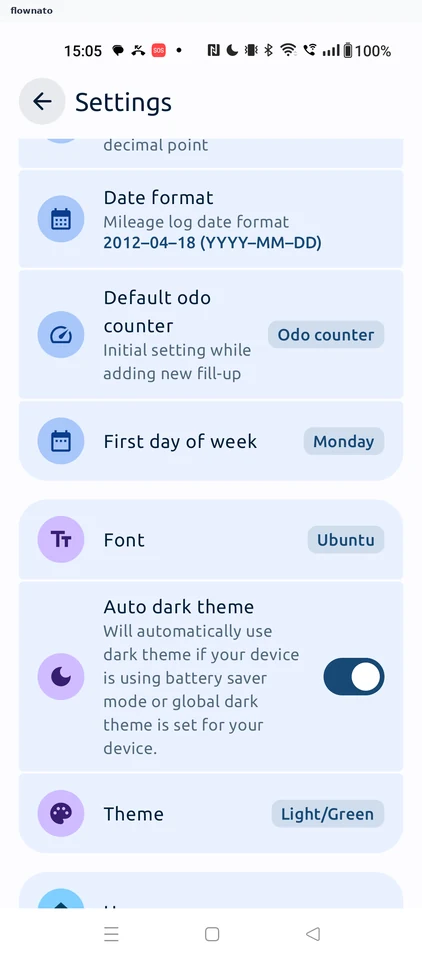 Fuelio: Settings
