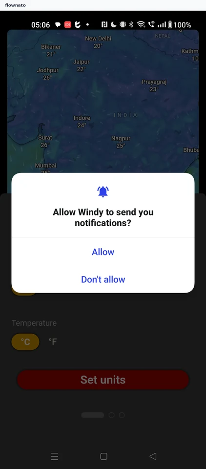 Windy: Notification permission prompt