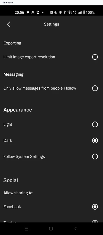 VSCO: Settings