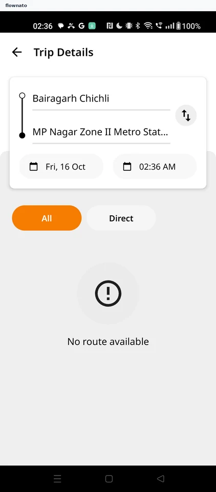 Chalo: No route at this time