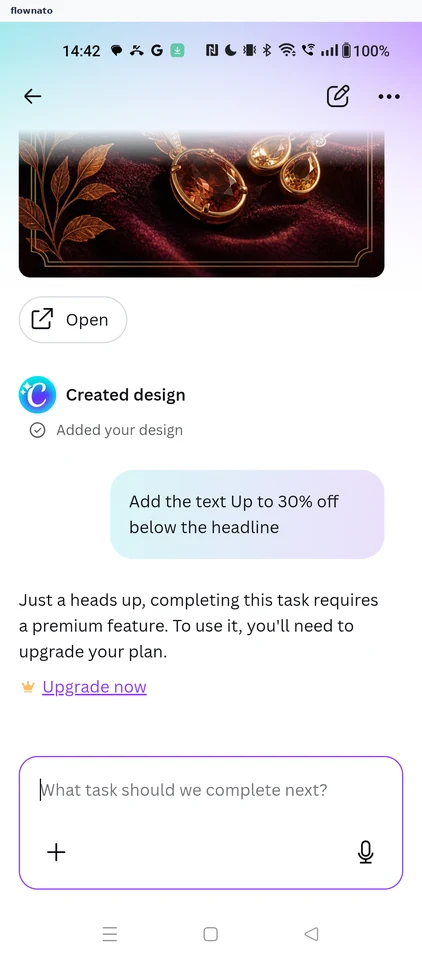 Canva: Open the chat options