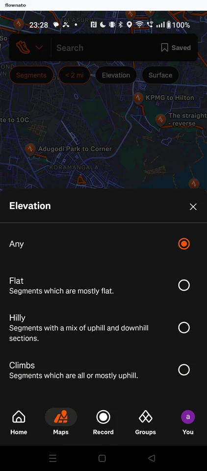 Strava: Maps tab: segment discovery
