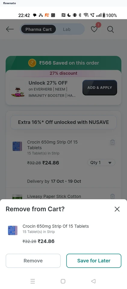 PharmEasy: Choose Save for Later