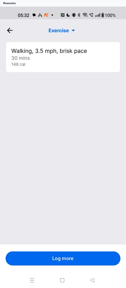 MyFitnessPal: Today's exercise list
