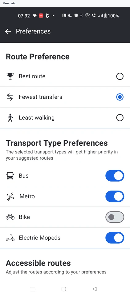 Moovit: Journey planner preferences