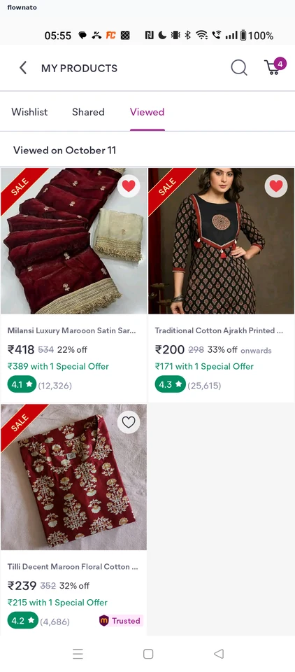 Meesho Viewed products