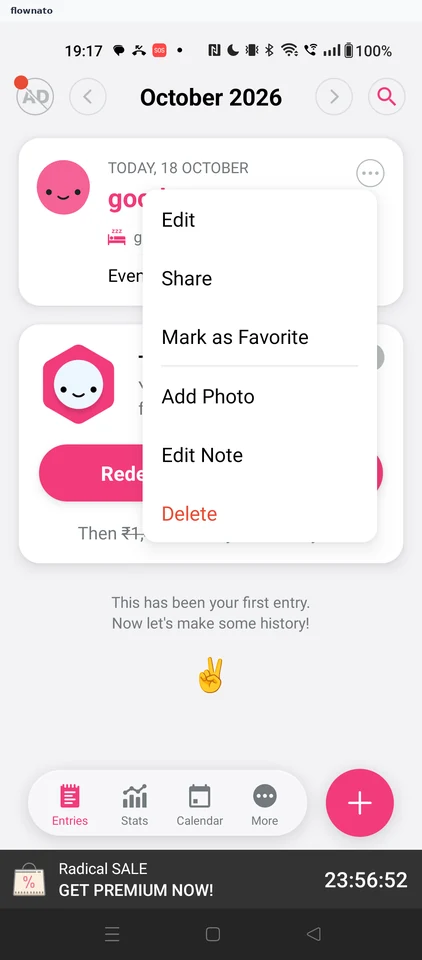 Daylio: Entry options