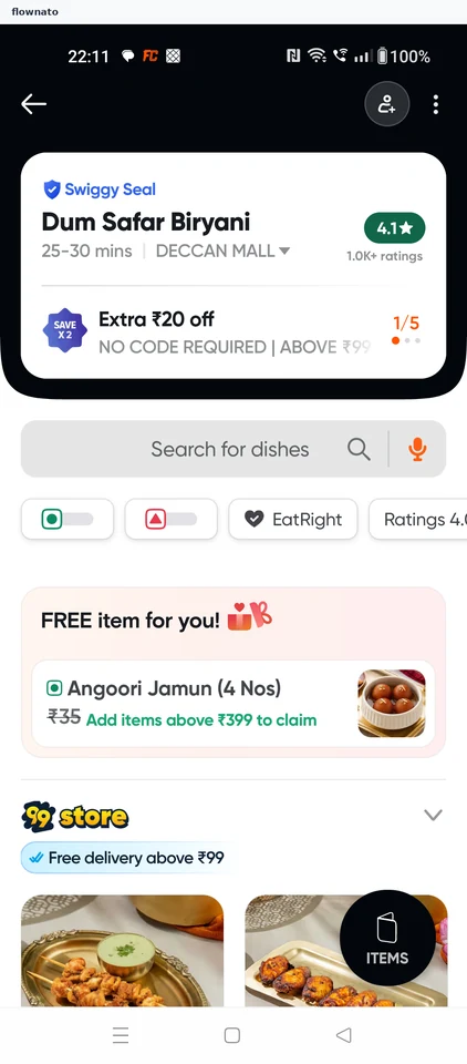 Swiggy: Open the restaurant menu
