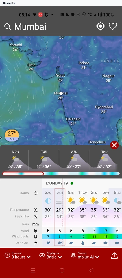Windy: Location forecast