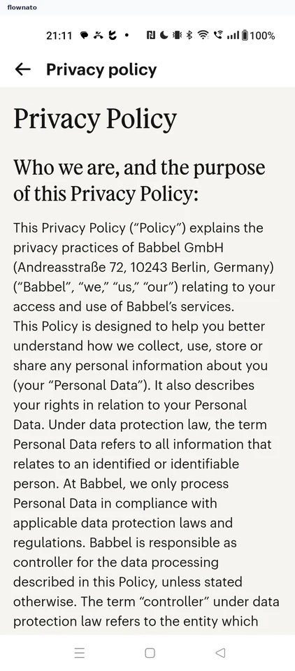 Babbel: Privacy policy
