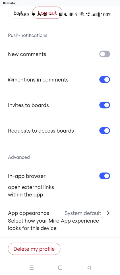 Miro: Account settings