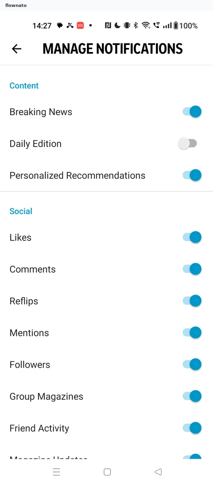 Flipboard: Manage notifications