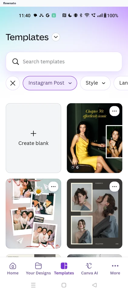 Canva: Choose a template