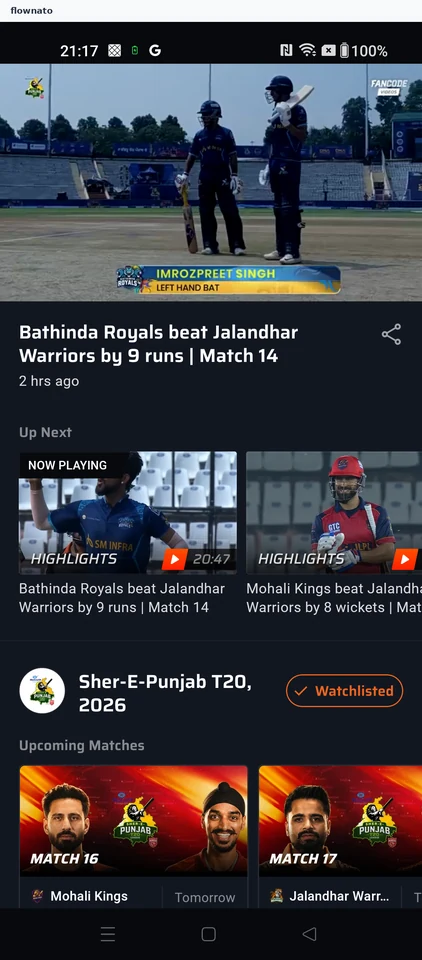 FanCode Video player