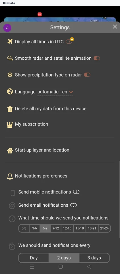Windy: Settings