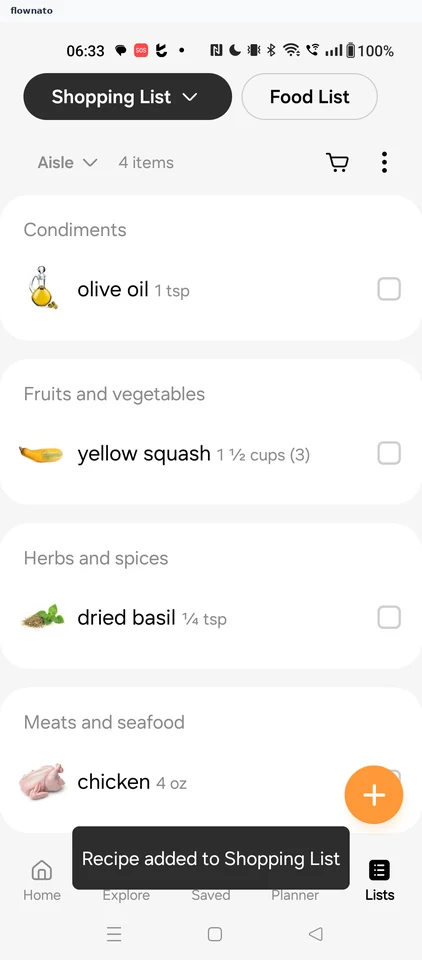 Samsung Food: Shopping List