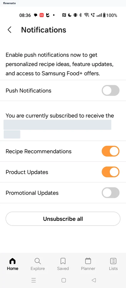 Samsung Food: Notifications