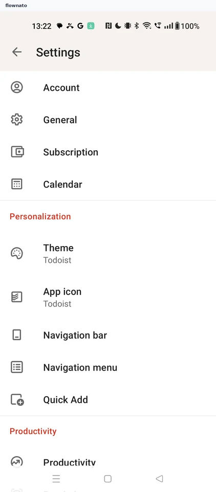 Todoist: Settings