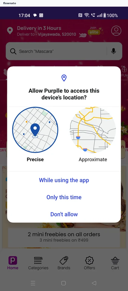 Purplle: Allow location access