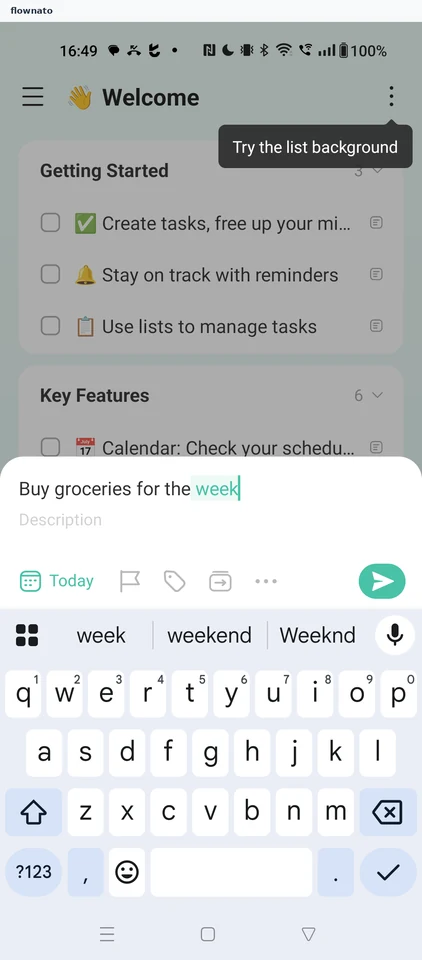 TickTick: Quick-add task sheet