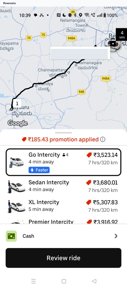 Uber: Ride options