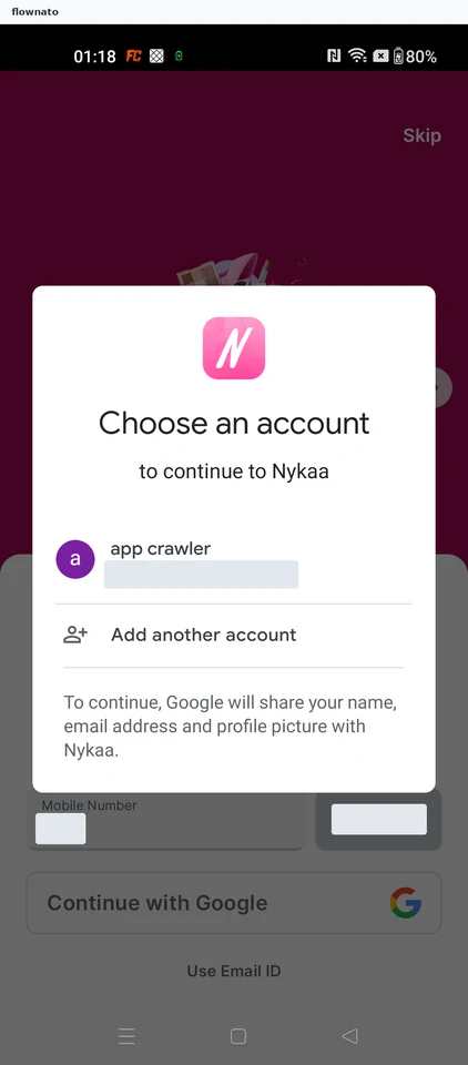 Nykaa Account chooser