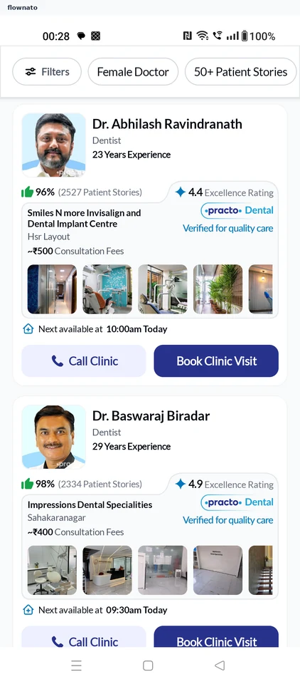 Practo: Select a dentist