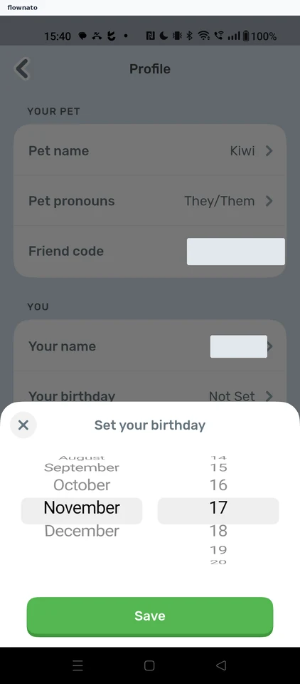 Finch: Birthday picker
