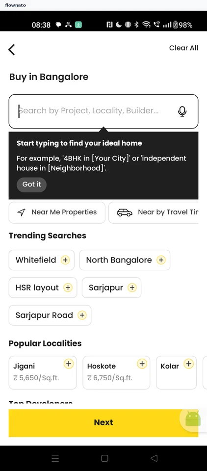 Squareyards: Search tip